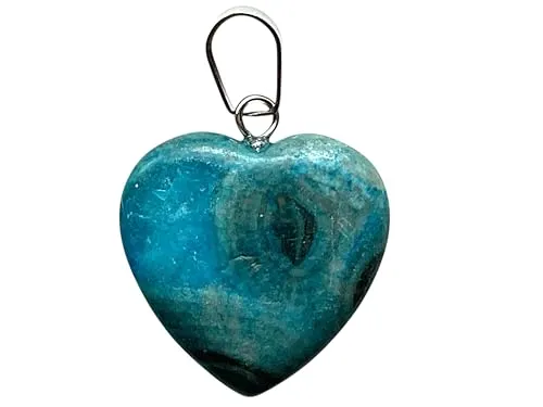 Steinfixx® - Echter Edelstein Herz Anhänger mit Silberöse | 27 Varianten | für die Liebsten | Chakrastein | Heilstein | 20x20mm (Blauer Achat)