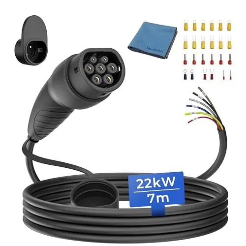 Neolenta Typ 2 Ladekabel offenes Ende 22kW 7m, Wallbox Ersatzkabel 32A 3-phasig