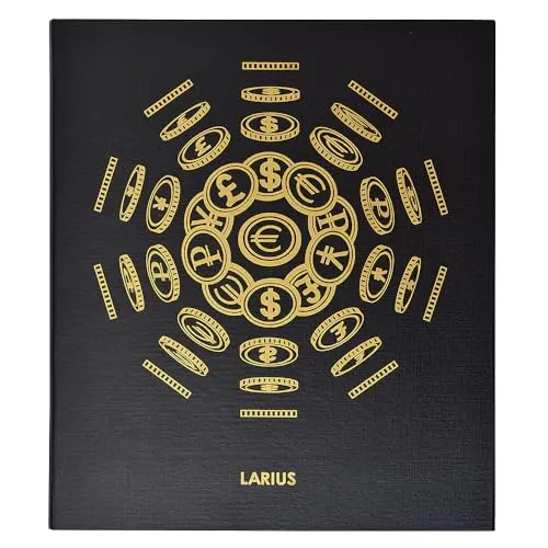 Münzalbum Sammelalbum für 2 Euro Münzen Banknoten Postkarten, Ringbinder für Münzhüllen (Münzalbum, Schwarz)