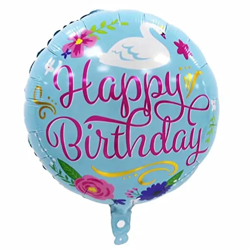 Happy Birthday Luftballons - Geniale Geschenkidee Deko für Geburtstage oder Partys Ballon Helium Folienballon klein mit für Kinder Dekoration Partydeko JGA Geschenkidee - Blumen Schwan blau pink