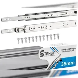 ID Dinkel 10 Paar Schubladenschienen 35mm - Länge 350mm VOLLAUSZUG Teleskopschublade Schubladenauszug