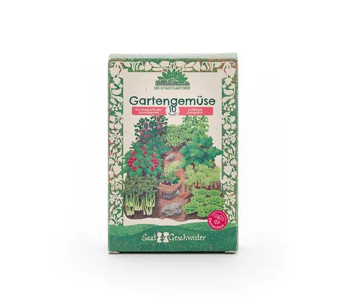 Die Stadtgärtner Gemüsesamen Saatgut-Set Gemüsegarten mit 10 BIO-Sorten, Tolles Garten-Geschenk, Samenfest, Ohne Gentechnik, Laborgeprüfte Keimrate