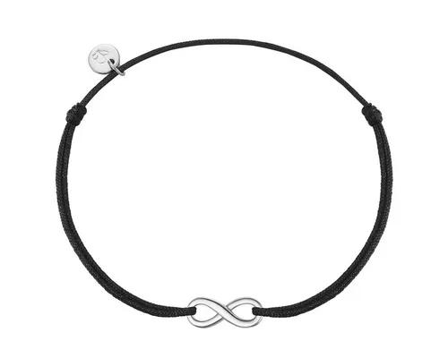 Glanzstücke München Infinity Armband Silber - Elegantes Textilarmband mit Zugverschluss für Damen, aus rhodiniertem Sterling Silber. Flexibel einstellbar von 15 bis 22 cm, perfekt für jeden Anlass.
