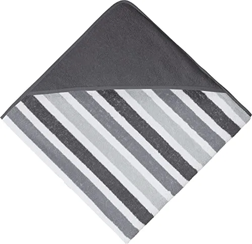 Erwin Müller Kinder-Kapuzenbadetuch, Kapuzenhandtuch Frottier grau Größe 100x100 cm - saugstark, hautfreundlich, Streifen (weitere Größen)