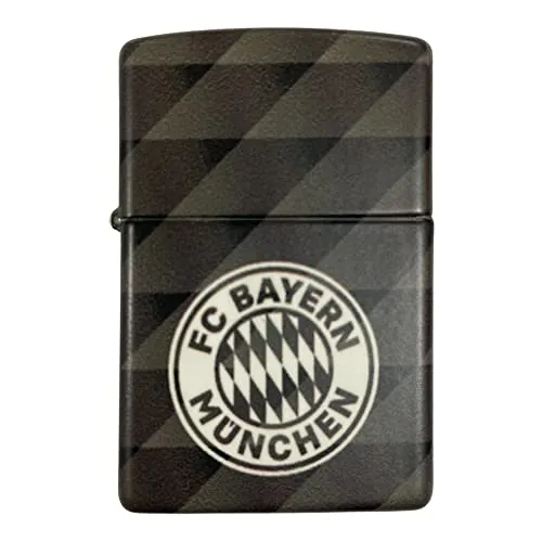 Original Zippo Feuerzeug FC Bayern München grau 540° matt Druck NEU Stadion Design - Sturmfeuerzeug Lighter FCB Fan