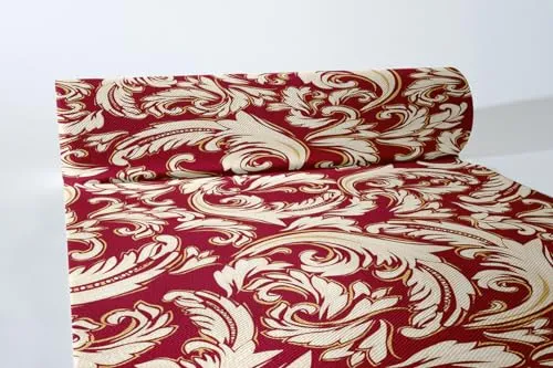 Sovie HORECA Airlaid Tischläufer Cascade in Bordeaux, 40cm x 24m, 1 Stück – perforiert alle 120 cm, edles Barock-Ornament-Design - perfekt für Gastronomie & Private Feiern