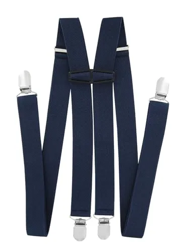 axy Hosenträger für Herren breit 2,5 cm in H-Form mit 4 Hosenträger Clips extra stark längenverstellbar (Schwarzblau)