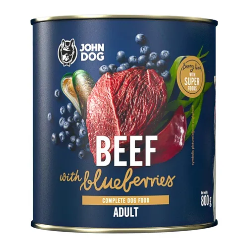 John Dog Berry Adult Rind Mit Heidelbeeren 800g - Hundefutter, 96% Fleisch
