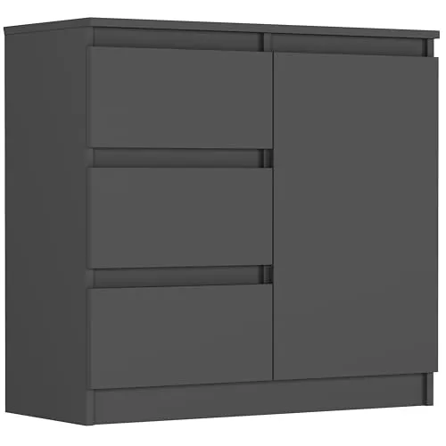 Framire Sideboard Anthrazit 80x33x76 cm – moderne Kommode mit 3 Schubladen