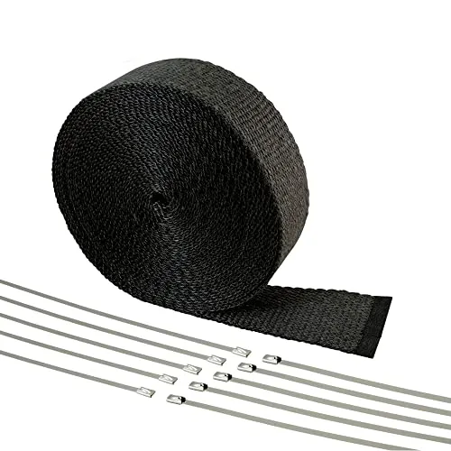 10m Fiberglas Hitzeschutz Band - 50mm breit schwarz