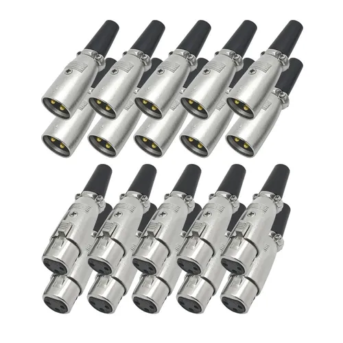 XLR Stecker Kupplung 10x Stecker + 10 Buchse Mikrofonkabel 3 polig Kabel Set 20