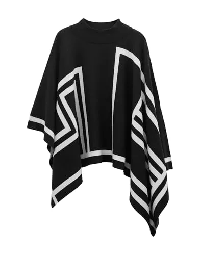 someday Damen Jacke/Mäntel | Black - Bequeme Feinstrickjacke - Strick Ponchos & Capes für Damen, lockere Passform mit Stehkragen für ultimativen Komfort und weichen Griff