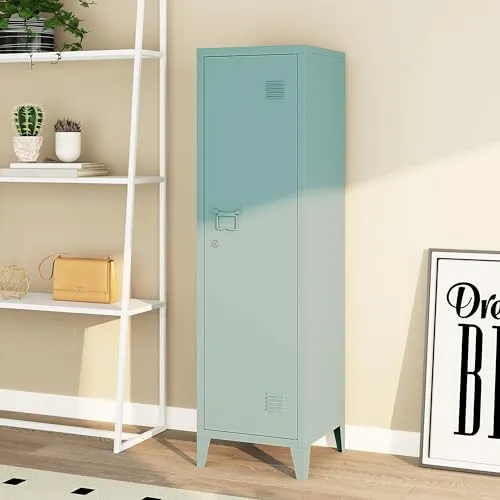 [en.casa] Einzelspind Kurikka Metallspind mit 2 Ablagen - Aufbewahrungsschrank mit abschließbarem Design für Sicherheit und Kontrolle, ideal für Werkstätten und öffentliche Einrichtungen. Optimierte Luftzirkulation verhindert Schimmelbildung.