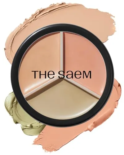 Produktbild THESAEM Cover Perfection Triple Pot Concealer – 3-Farben-Concealer mit Clear Beige-, Grün- und Pfirsichtönen – Hohe Deckkraft zum Korrigieren & Abdecken von Rötungen, Augenringen, 01 Correct Beige