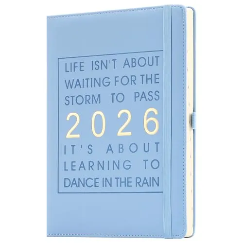 Mljtoyo A4 Tagebuch 2026 Tag pro Seite, Produktivitäts-Tagesplaner von Januar 2026 bis Dezember 2026, Organizer, Wochen- und Monatsplaner mit Stifthalter (HIMMELBLAU 2026, A4)