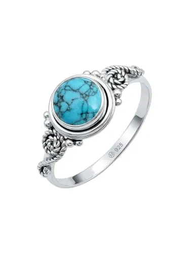 mantraroma 925 Sterling Silber Ring mit Türkis in türkis von mantraroma