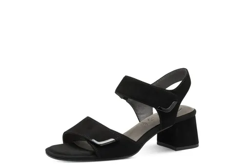 Tamaris Comfort Damen Sandalen mit Absatz, Schwarz (Black Suede) - Wanderschuhe mit Multi-Adjustable-Technologie für individuelle Passform und optimalen Komfort. Hochwertiges Leder sorgt für Langlebigkeit und eleganten Look.