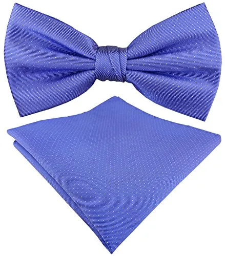 TigerTie Seidenfliege + Einstecktuch in blau silber gepunktet - 100% reine Seide