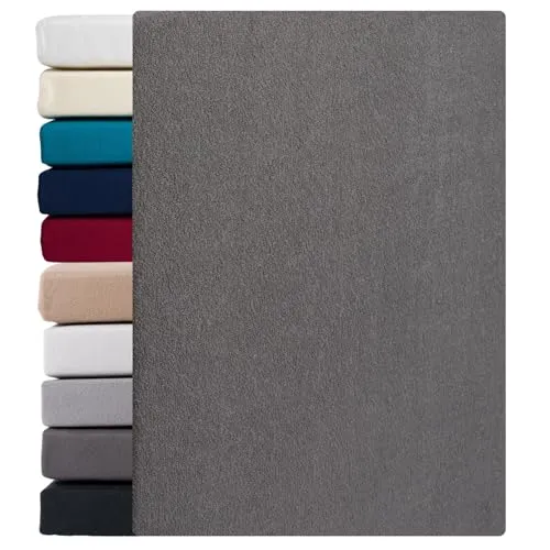 Frottee Spannbettlaken | Grau | 90x200-100x200 cm | Winter Bettlaken | Extra Dickes Material 160g/m² | Oeko-TEX Made in Green, Hautsympathisch, Atmungsaktiv