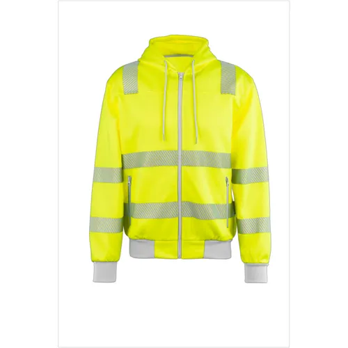 Planam Norit Warnschutz Hoody gelb/zink Gr. XL - Hochsichtbarer Warnschutz-Hoody in gelb/zink, ideal für sicheres Arbeiten im Freien. Aus robustem Polyester für Langlebigkeit und Komfort.