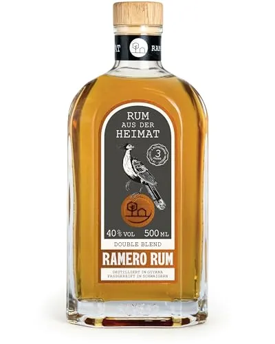 RAMERO Double Blend Rum 40% vol – Premium Rum aus Deutschland | mild & fein mit Vanille-Karamellnoten | 3 Jahre gereift in Whisky- & Rotweinfässern | pur oder im Cocktail | 500 ml, Gold prämiert 2022