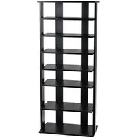 Costway 8-stufiges höhenverstellbares Schuhregal aus Holz in Schwarz