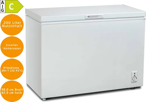 PKM Gefriertruhe BGT200C - 200 l, Inverter Kompressor - Tiefkühler mit 200 l Volumen und Inverter Kompressor für effiziente Kühlung, ideal für Familien und große Haushalte.