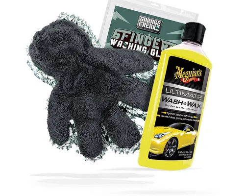 detailmate Garage Freaks 5 Finger Waschhandschuh + Autoshampoo Autoshampoo (Set, [- Frottierhandschuh - Mikrofaser - Auto Reinigung Wasch Set)