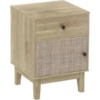 Costway Nachttisch Rattan 40 x 39 x 55 cm Natur - Eleganter Rattan-Nachttisch mit Stauraum, ideal für stilvolle Akzente im Schlafzimmer. Auf stabilen Massivholzbeinen gefertigt, bietet er eine Schublade und einen Schrank für Ordnung und Eleganz.