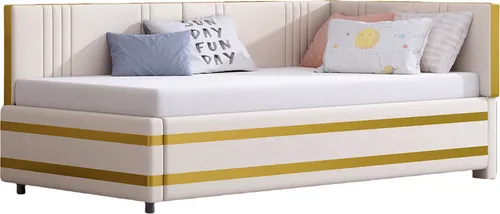 Schlafsofa mit Lattenrost Polsterbett Gästebett Hautfreundlicher Samtstoff Sofabett für Wohnzimmer Schlafzimmer 90*200cm Beige