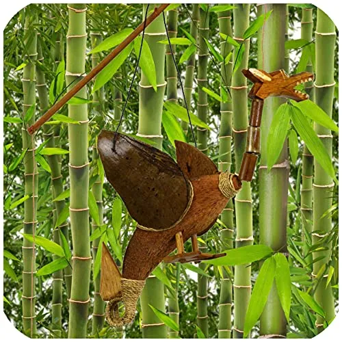 Drache Windspiel Mobile aus Kokosnuss Bambus und Holz handgefertigt