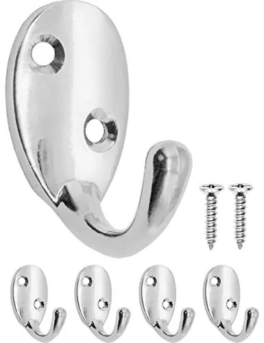 Fuxxer® 4x Antike Garderoben-Haken, Handtuch-Haken, Eisen-Haken, Chrome Design, silber