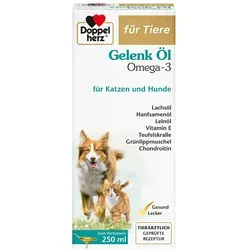 Doppelherz Gelenk Öl für Katzen und Hunde - Ergänzungsfuttermittel für gesunde Gelenke, reich an Omega-3-Fettsäuren aus Lachs-, Lein- und Hanfsamenöl, ideal für das Wohlbefinden von Haustieren.