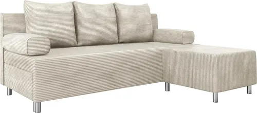 Mirjan24 Schlafsofa Beige 3-Sitzer L-Form - Bequemes 3-Sitzer Schlafsofa in L-Form mit Bettkasten und Schlaffunktion. Ideal für Wohnzimmer, kompakte Maße und einfache Montage. Stilvolles Design für entspannte Stunden.