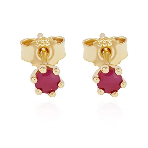 NKlaus Paar echte Rubin Ohrstecker 333 Gelb Gold - Ohrringe für Damen aus 333 Gelbgold mit 3,5mm echten Rubinen, perfekt für einen eleganten Look.