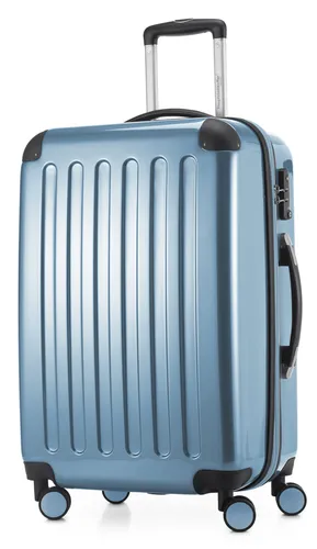 HAUPTSTADTKOFFER Alex - Hartschalen-Koffer erweiterbar mit 4 Rollen Check-In Trolley Reisekoffer mit Dehnfalte Check-In Gepäck 158cm Hardcase Luggage 65 cm, 74 Liter,Pool blau