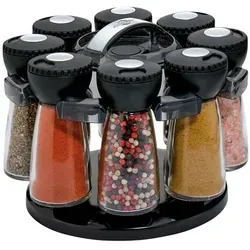 Küchenprofi Gewürzständer mit 8 Gläsern - Gewürzregal aus robustem Kunststoff, drehbar für einfache Entnahme, inkl. beschreibbarer Aufkleber für optimale Übersichtlichkeit in der Küche.