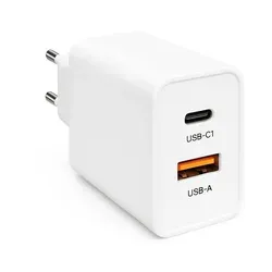 45W Schnellladegerät mit USB C und USB A Ladeadapter Kompaktes Netzteil in Weiß Universell geeignet für MacBook, Laptop, Smartphone und Tablet - Weiß