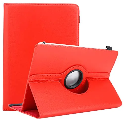 Cadorabo Hülle kompatibel mit Alcatel 3T (10 Zoll) Tablethülle 360 Design aus Premium Kunst Leder Flip Klappbare Stoßfeste Magnetische Cover Hülle für Alcatel 3T (10 Zoll) Tasche in Rot