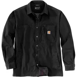 Carhartt Fleece Lined Snap Front Hemd, schwarz, Größe M für Männer - Herren-Freizeithemden mit Relaxed Fit und bedrucktem Fleece für optimalen Komfort und Wärme in der kalten Jahreszeit.