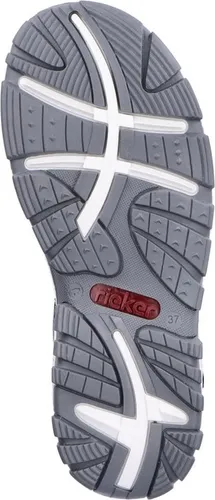 Rieker Trekkingsandalen 68871 blau Damen, Größe 41 (9,5) - Wanderschuhe mit breiten Riemen und Klettverschluss für optimalen Sitz, ideal für Freizeitabenteuer. Robuste TR-Sohle bietet besten Halt.