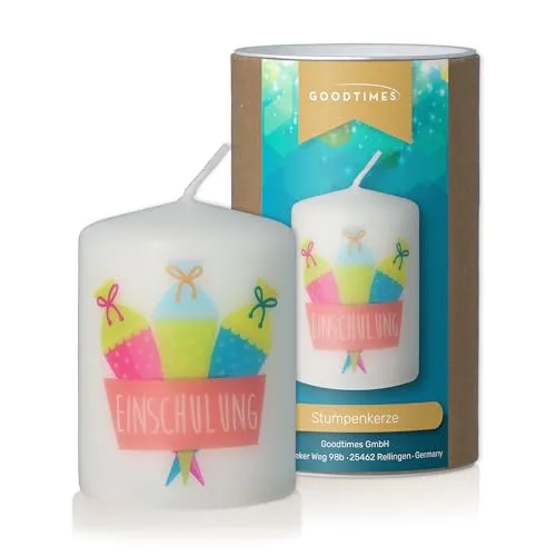 Goodtimes Stumpenkerze SafeCandle Selbstverlöschend Weiß mit Motiv 