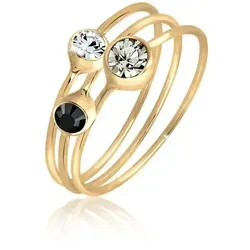 Elli Ring-Set Stacking Zart Kristalle (3 tlg) 925 Sterling Silber - Elegantes 3-teiliges Ringset aus 925 Sterling Silber mit handgefertigten Glaskristallen, ideal für stilvolle Kombinationen und besondere Anlässe.