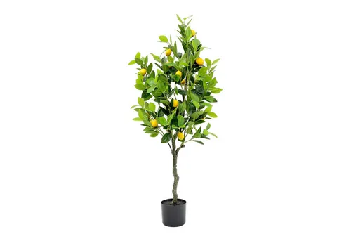 Kunstpflanze Zitronenbaum 120 cm – Mediterranes Flair für Ihr Zuhause - Kunstpflanze Zitronenbaum in 120 cm Höhe, ideal für stilvolle Akzente ohne Pflegeaufwand. Realistisches Blattwerk und detailreiche Früchte sorgen für authentische Optik. Perfekt für Wohnräume und Büros.
