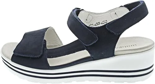 Waldläufer Damen Keilsandale H-Michelle Dunkelblau 37 - Wanderschuhe mit weichem Leder, herausnehmbarem Fußbett und ultraleichter Laufsohle, ideal für kräftige Füße und höchsten Tragekomfort.