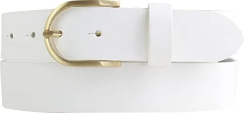 BELTINGER Damen-Gürtel Aus Vollrindleder 3,5 cm | Jeans- Und Chino-Gürtel Mit Runder, Goldener Schließe | Weiß 90cm