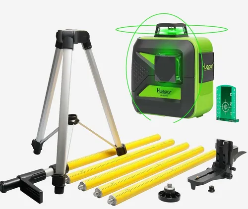 Huepar AL-32X Nivelliergerät 32-Fache Vergrößerung mit Transportkoffer - Präzises Nivelliergerät mit 32-facher Vergrößerung und einer Höhengenauigkeit von 1,6mm auf 30m, ideal für Bau- und Vermessungsarbeiten.