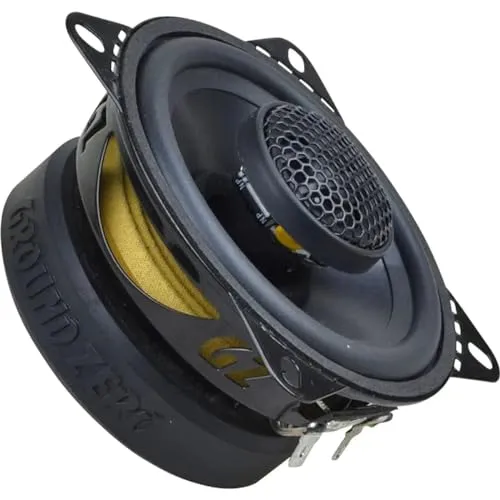 Ground Zero GZRF 4.0SQ | 10cm 2-Wege Koaxial-Lautsprechersystem - Car-HiFi-Lautsprecher mit 110 Watt max. Leistung, schwarz eloxierter Aluminium-Membran und hocheffizienter 3 Ohm Ausführung für erstklassigen Sound im Auto.