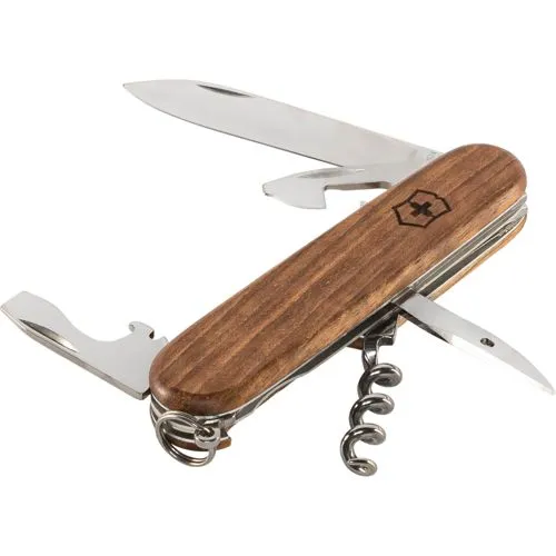 Victorinox Taschenmesser Spartan Wood 1.3601.63 - Taschenmesser mit 10 Funktionen und edlem Holzgriff, ideal für Outdoor-Aktivitäten oder den Alltag. Schweizer Qualität in braun, Länge 91 mm.