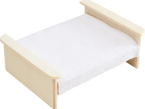 Miniatur Bett, ca. 9 x 7 x 3,5 cm, Natur